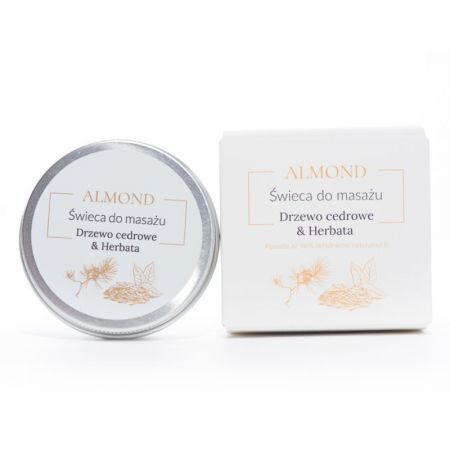 Almond Świeca do masażu Drzewo cedrowe & Herbata, 50 ml