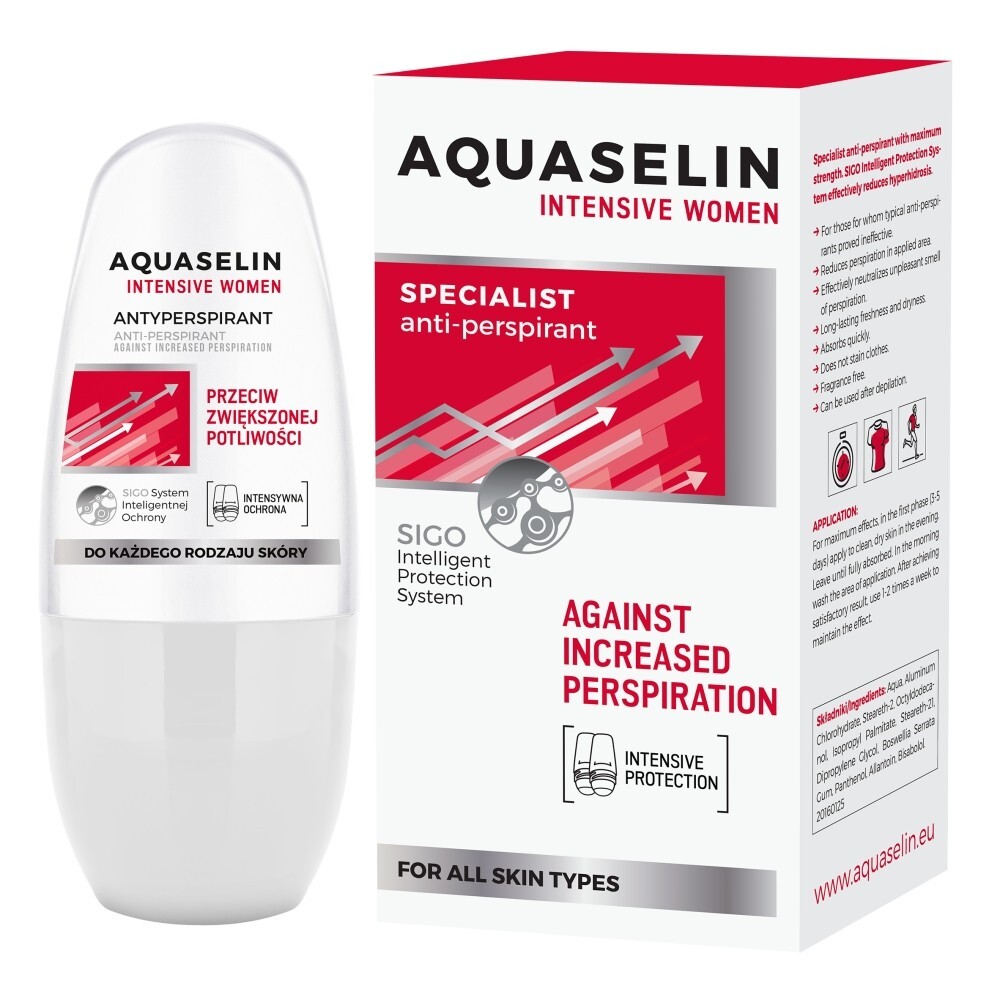 Aquaselin Intensive Women Antyperspirant roll-on przeciw zwiększonej potliwości, 50 ml