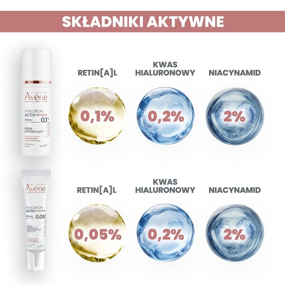 Avene Hyaluron Activ Procedure Krem liftingujący z retinalem i kwasem hialuronowym, 30 ml