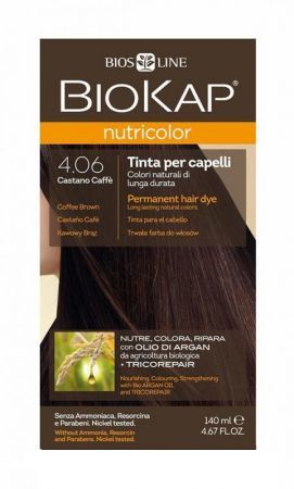 Biokap Nutricolor Farba do włosów 4.06 Kawowy Brąz, 140 ml