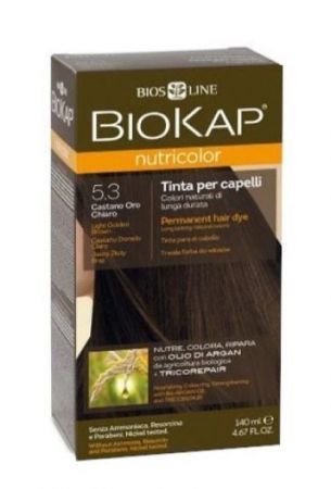 Biokap Nutricolor Farba do włosów 5.3 Jasny Złoty Brąz, 140 ml