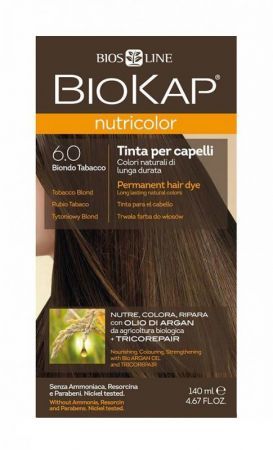 Biokap Nutricolor Farba do włosów 6.0 Tytoniowy Blond, 140 ml