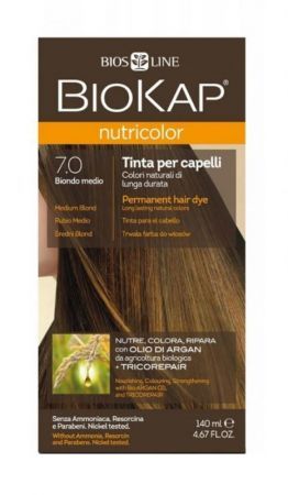 Biokap Nutricolor Farba do włosów 7.0 Średni Blond, 140 ml