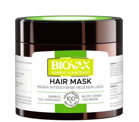 BIOVAX Maska intensywnie regenerująca Bambus+Awokado, 250 ml