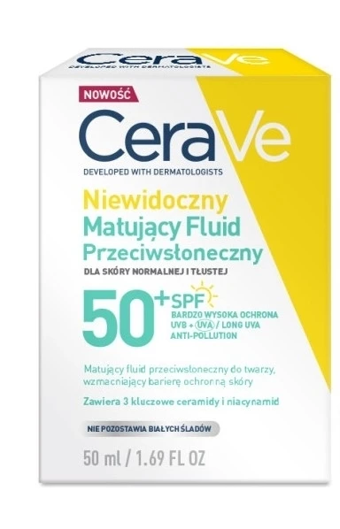 CeraVe Matujący fluid przeciwsłoneczny do skóry normalnej i tłustej SPF 50+, 50 ml