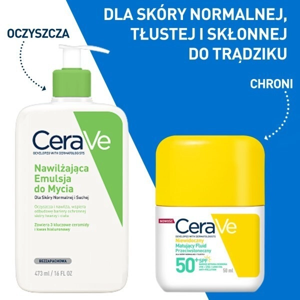 CeraVe Matujący fluid przeciwsłoneczny do skóry normalnej i tłustej SPF 50+, 50 ml