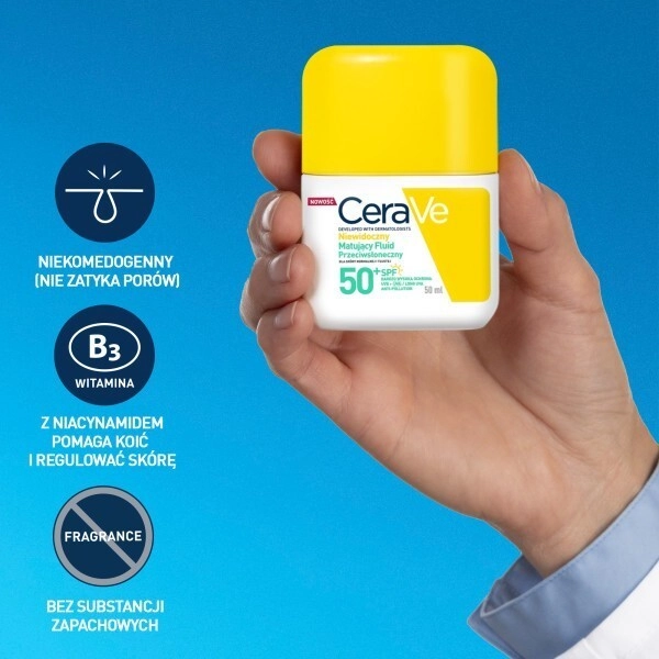 CeraVe Matujący fluid przeciwsłoneczny do skóry normalnej i tłustej SPF 50+, 50 ml
