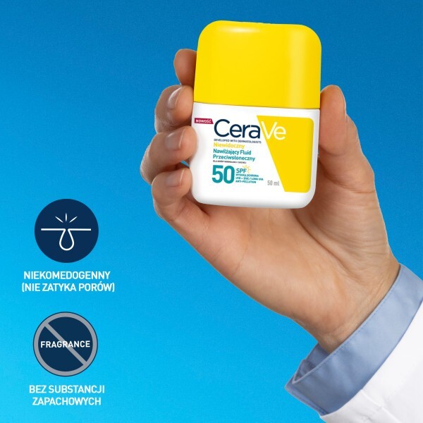 CeraVe Nawilżający fluid przeciwsłoneczny do skóry normalnej i suchej SPF 50+, 50 ml