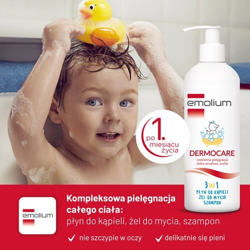 Emolium Dermocare 3w1 Płyn do kąpieli, żel do mycia i szampon, 400 ml