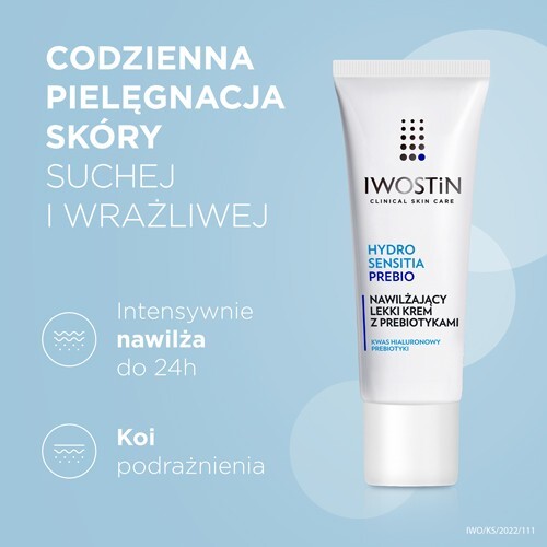 Iwostin Hydro Sensitia PREBIO Nawilżający lekki krem z prebiotykami, 50 ml