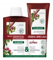 Klorane Zestaw Chinina i Szarotka organiczna Szampon 200 ml + Odżywka, 200 ml