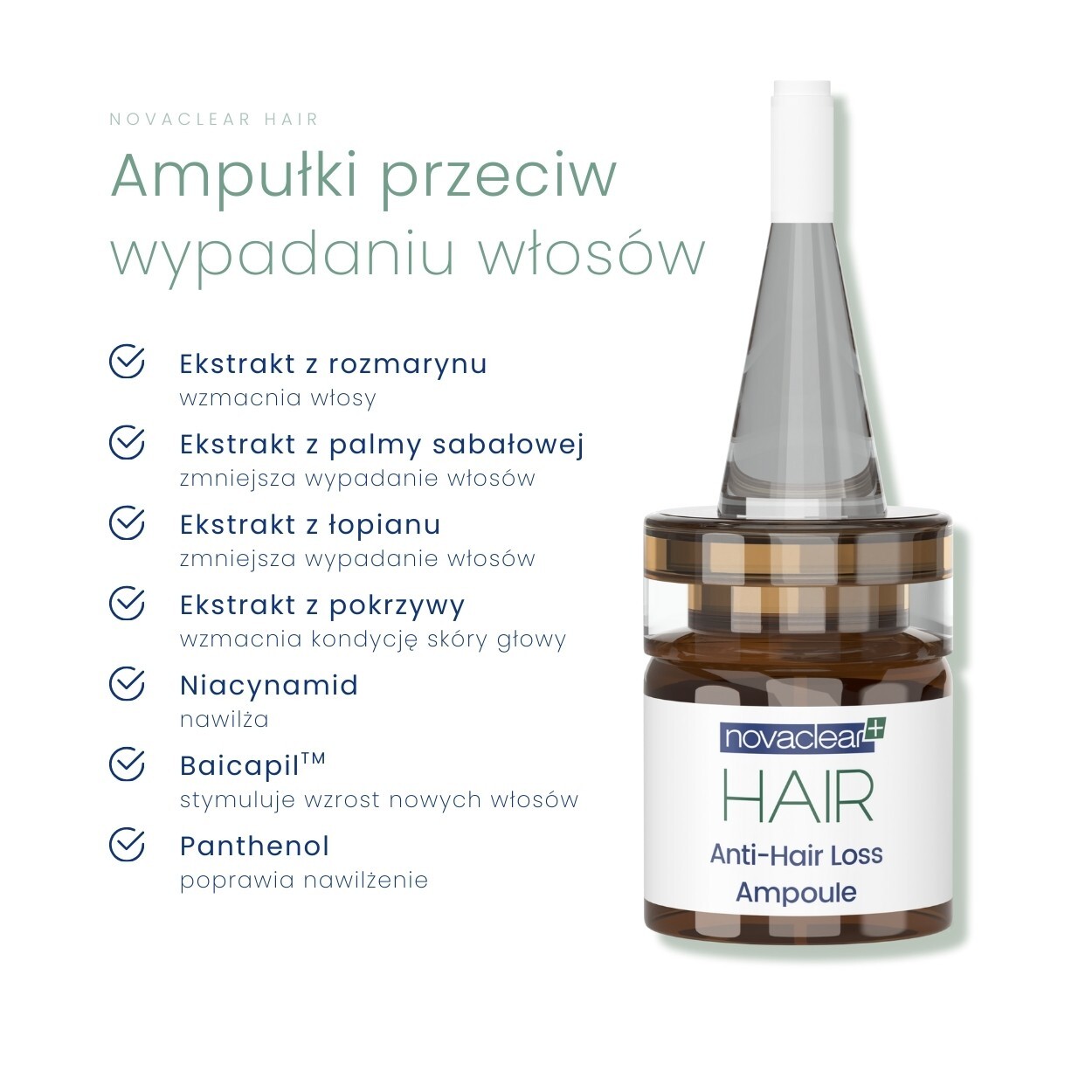 Novaclear Hair Ampułki przeciw wypadaniu włosów, 15 ampułek