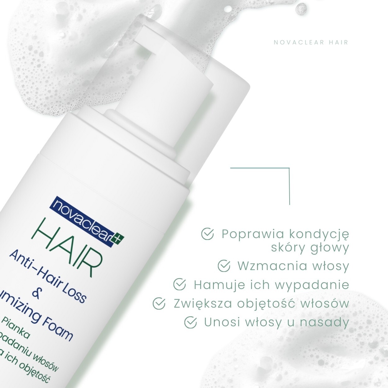 Novaclear Hair Pianka przeciw wypadaniu włosów i zwiększająca objętość, 150 ml