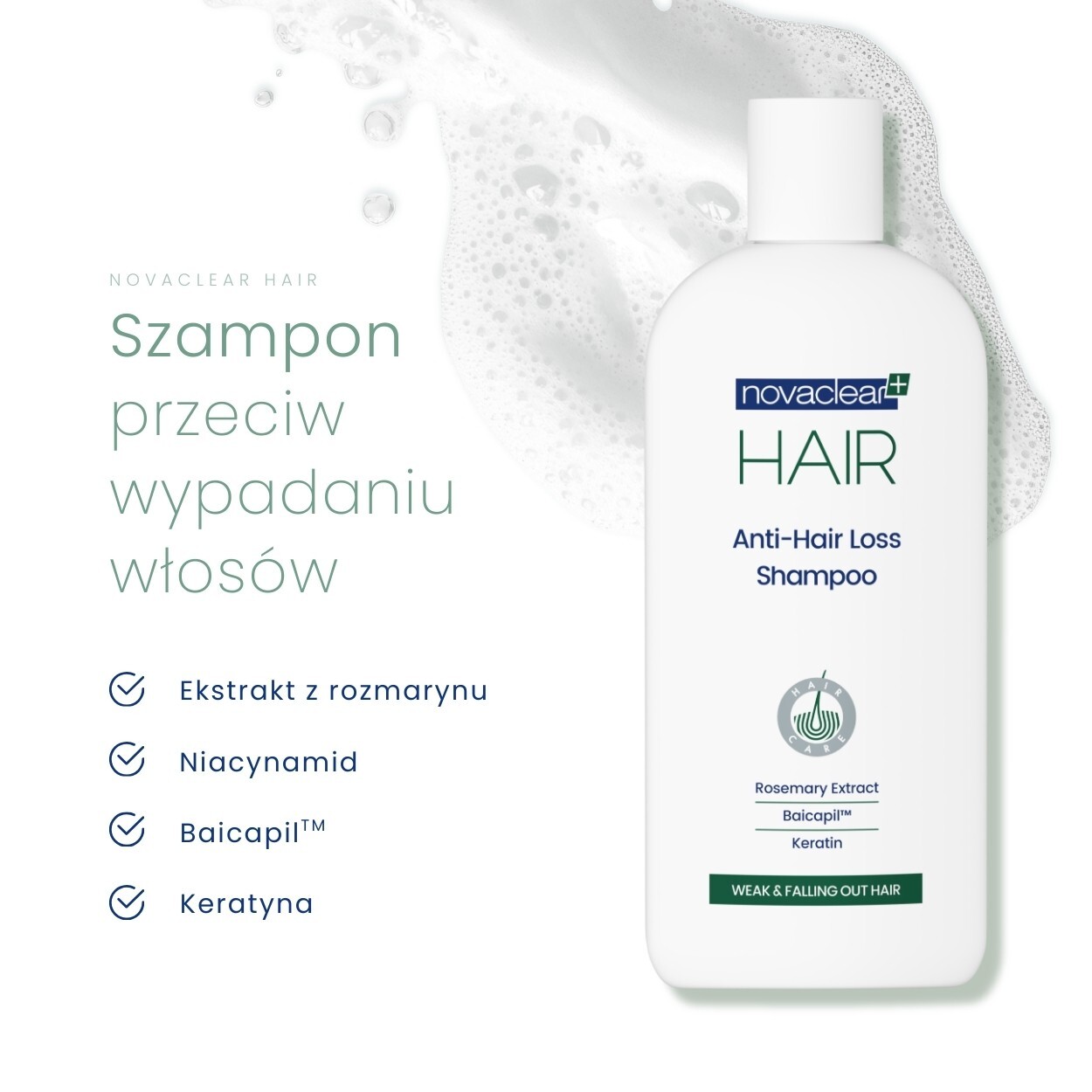 Novaclear Hair Szampon przeciw wypadaniu włosów, 250 ml
