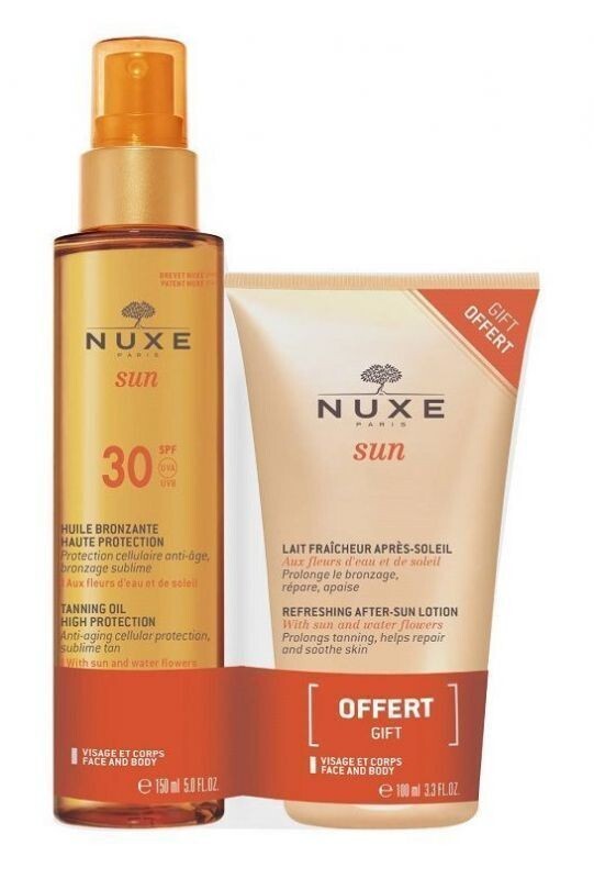 NUXE Sun Zestaw Olejek do opalania SPF 30, 150 ml + Balsam po opalaniu, 100 ml