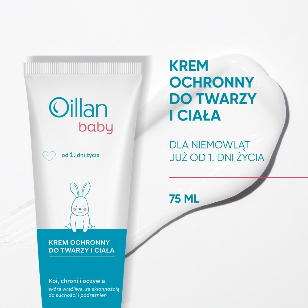 Oillan Baby Krem ochronny do twarzy i ciała, 75 ml