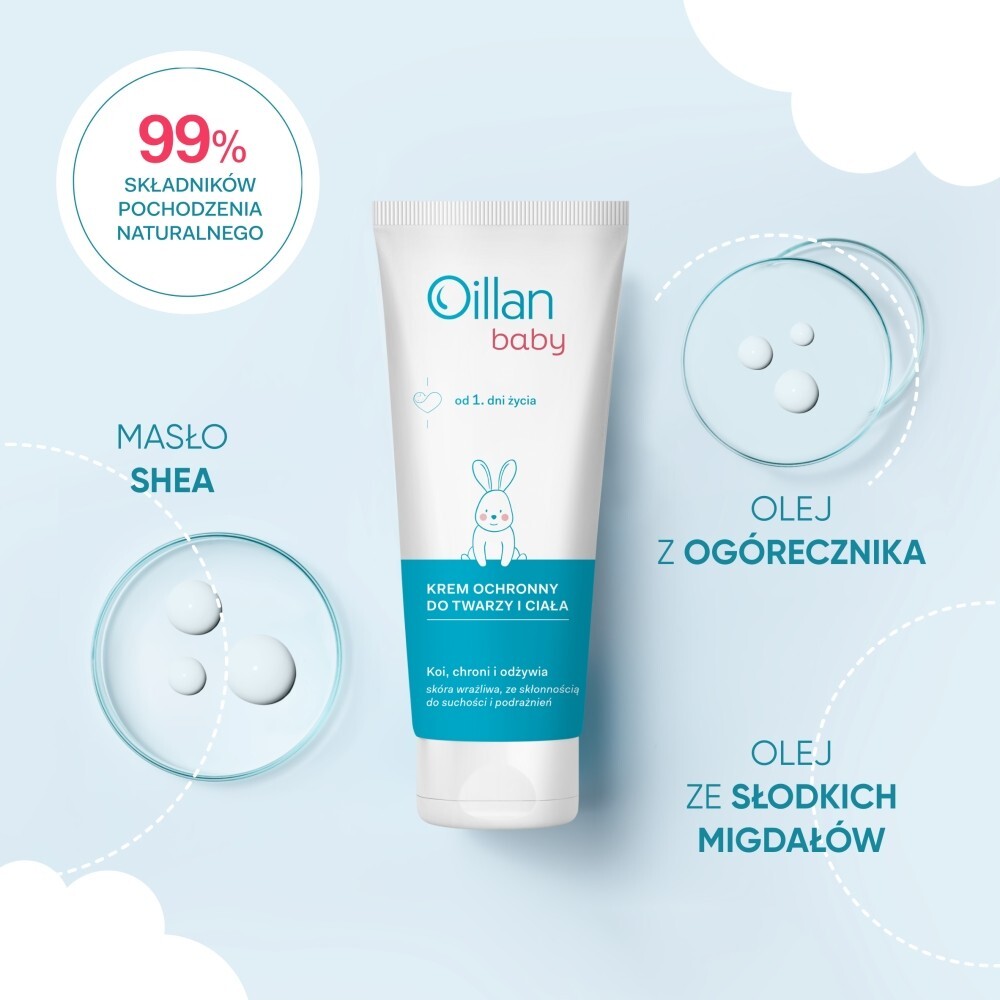 Oillan Baby Krem ochronny do twarzy i ciała, 75 ml