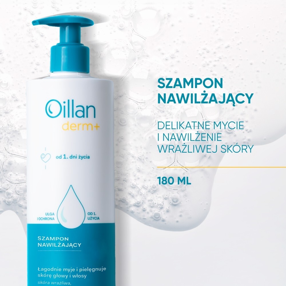 Oillan Derm+ Szampon nawilżający, 180 ml