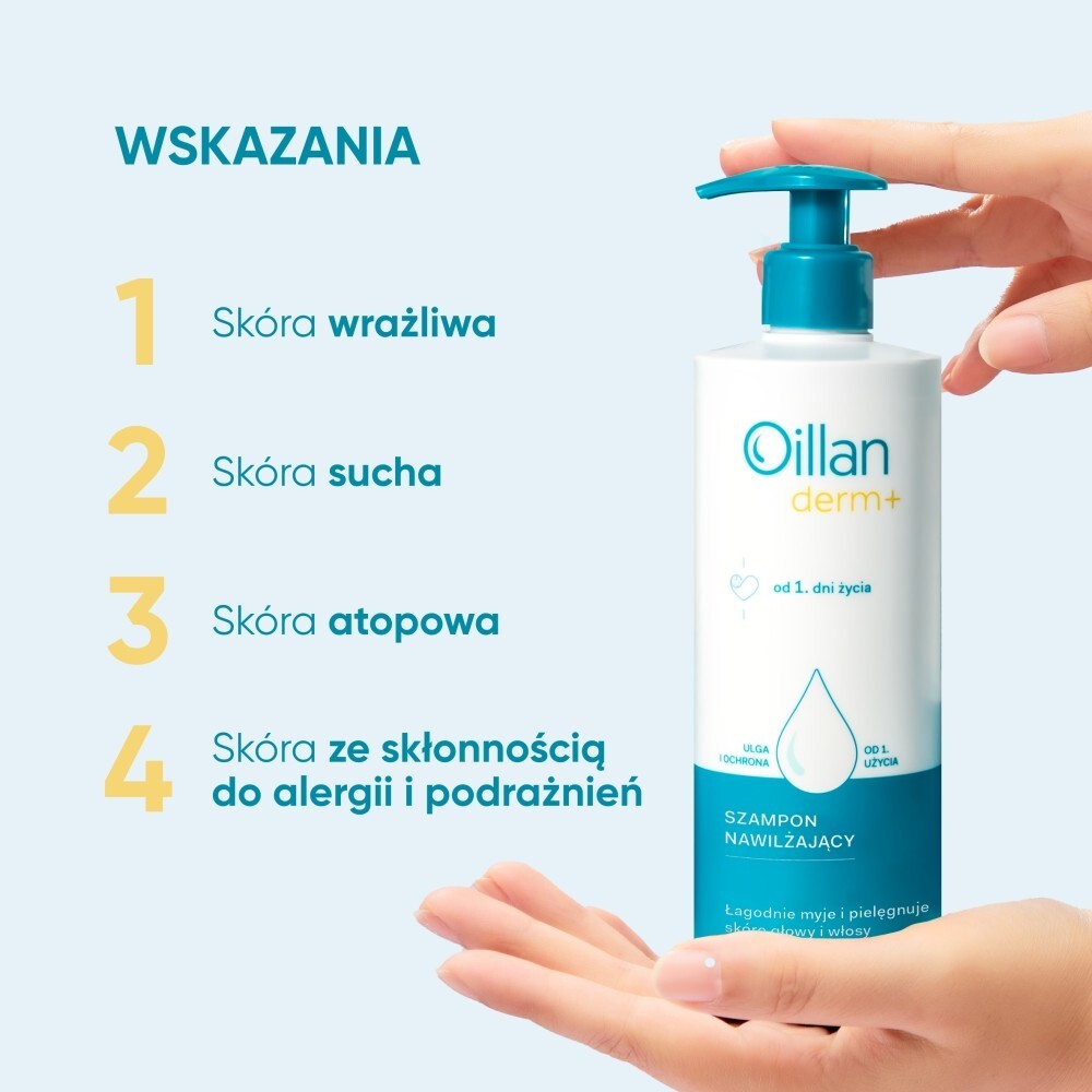 Oillan Derm+ Szampon nawilżający, 180 ml
