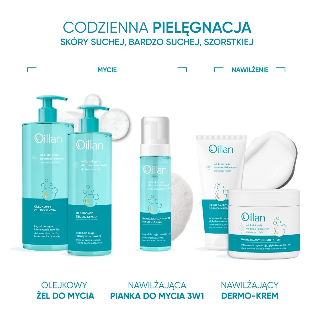Oillan Nawilżająca pianka do mycia 3w1, 200 ml