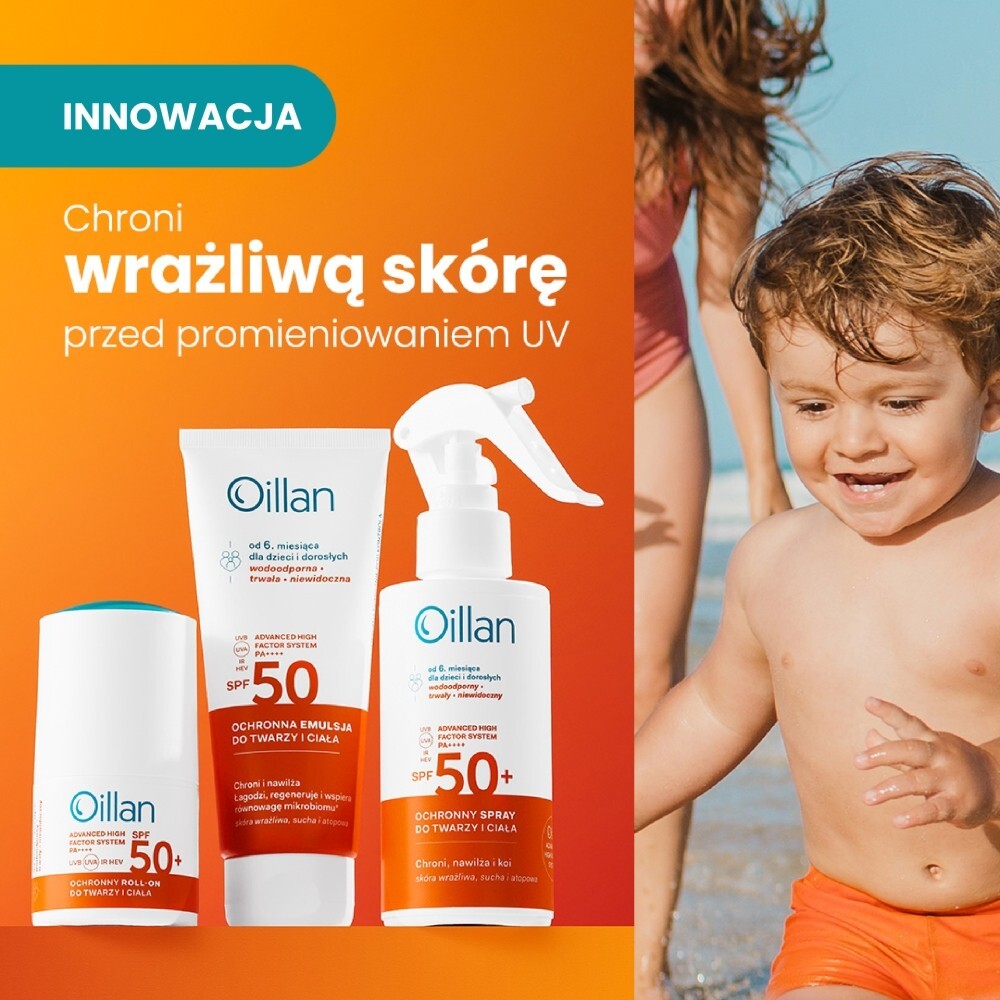 Oillan Sun Ochronna emulsja przeciwsłoneczna do twarzy i ciała z filtrem SPF 50, 100 ml