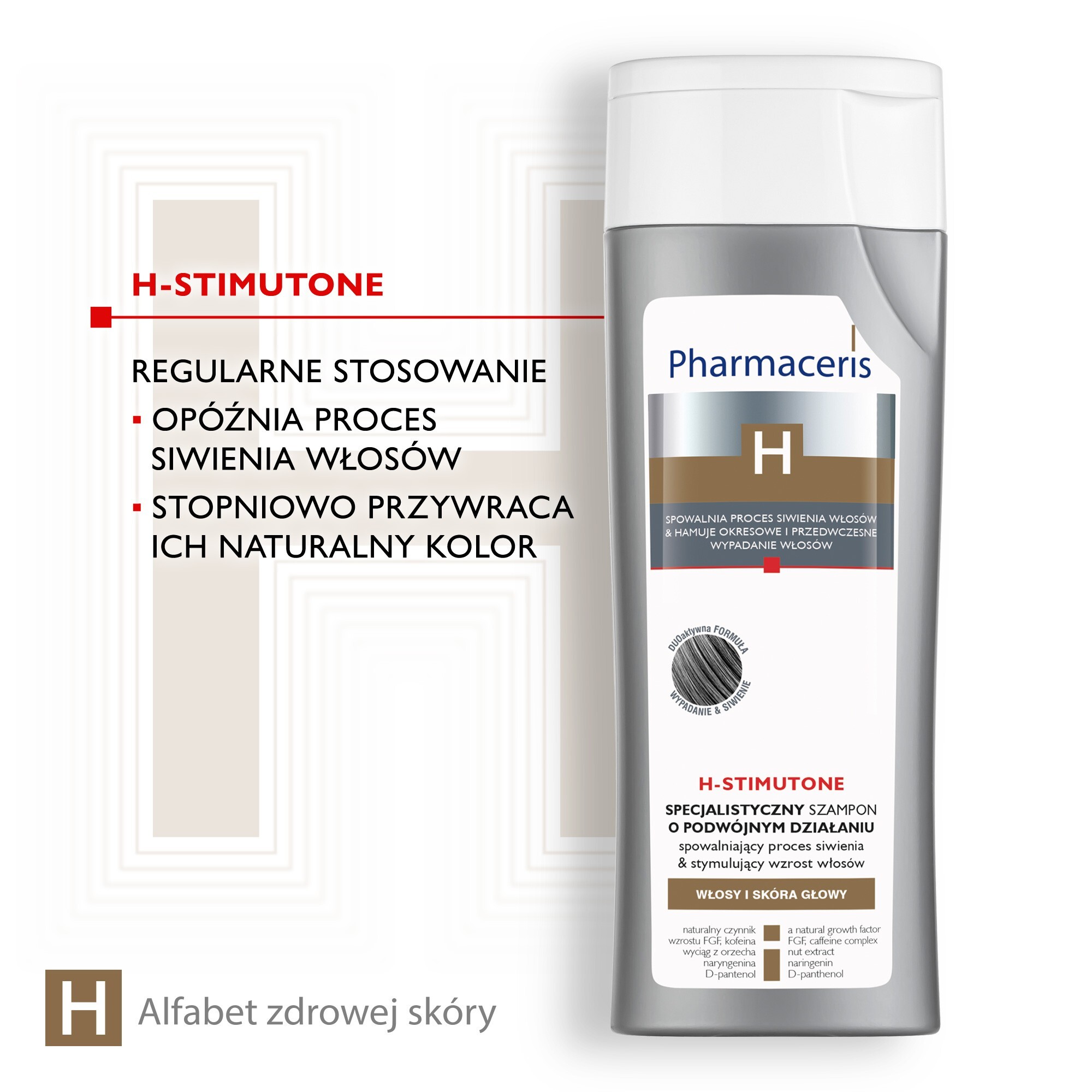 Pharmaceris H Szampon spowalniający proces siwienia i stymulujący wzrost włosów, 250 ml