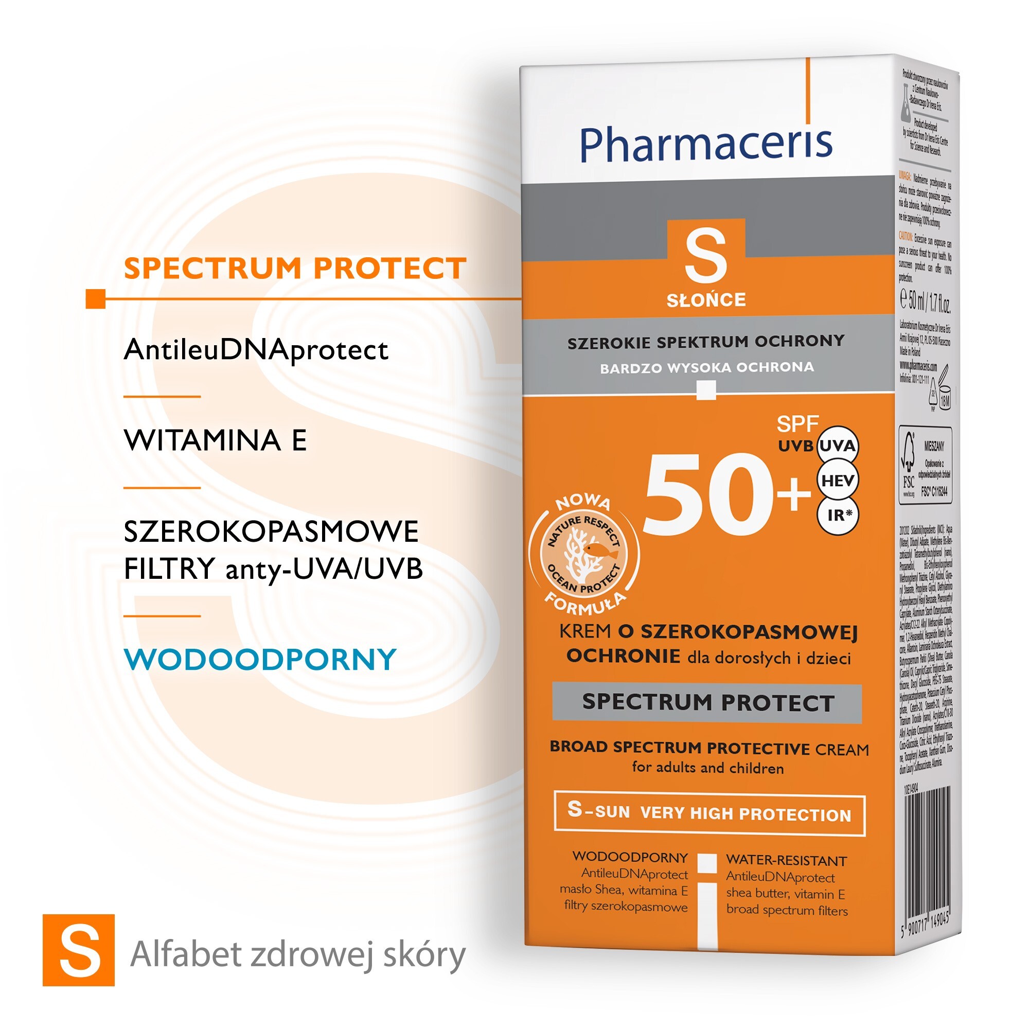 Pharmaceris S Krem o szerokim spektrum ochrony przed słońcem SPF 50+, 50 ml