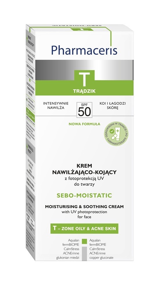 Pharmaceris T Sebo-Moistatic Krem nawilżająco-kojący do twarzy SPF 30, 50 ml