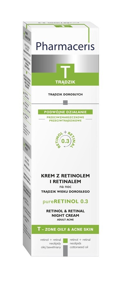 Pharmaceris T Krem z retinolem na trądzik wieku dorosłego na noc, 40 ml