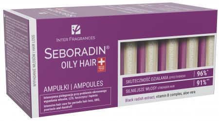 Seboradin Oily Hair włosy przetłuszczające się i skłonne do wypadania, 14 ampułek po 5,5 ml