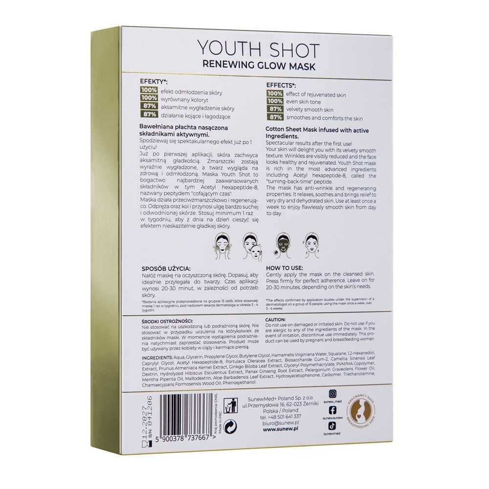 SunewMed+ Youth Shot Maska w płachcie, 6 sztuk