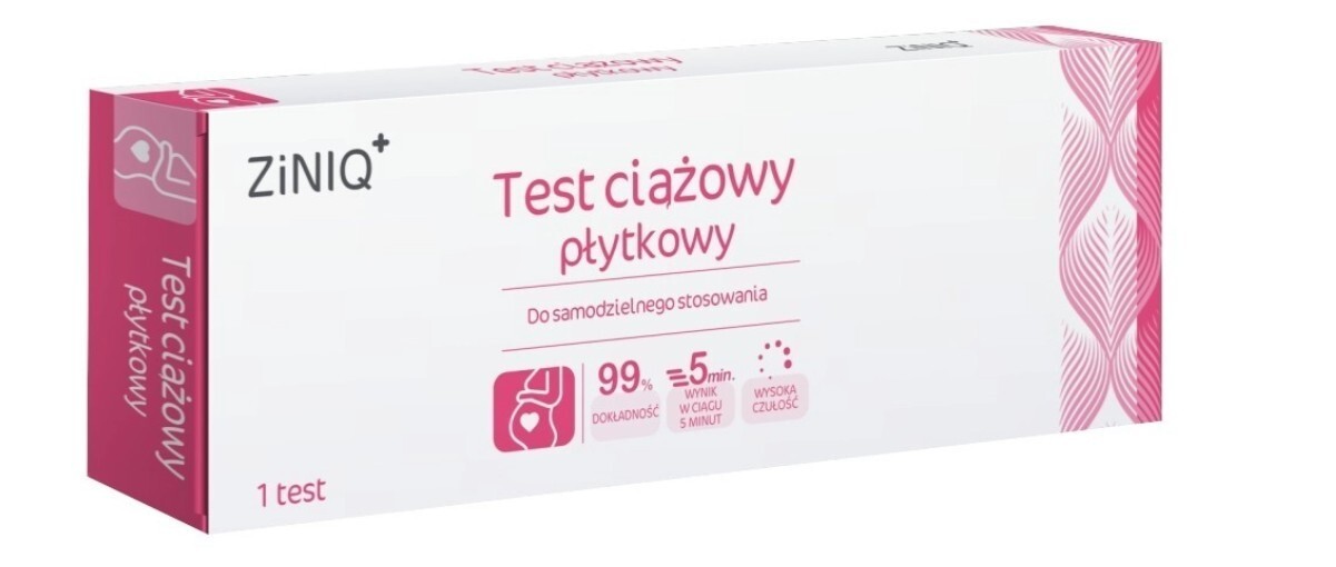 Test ciążowy płytkowy ZiNIQ, 1 sztuka