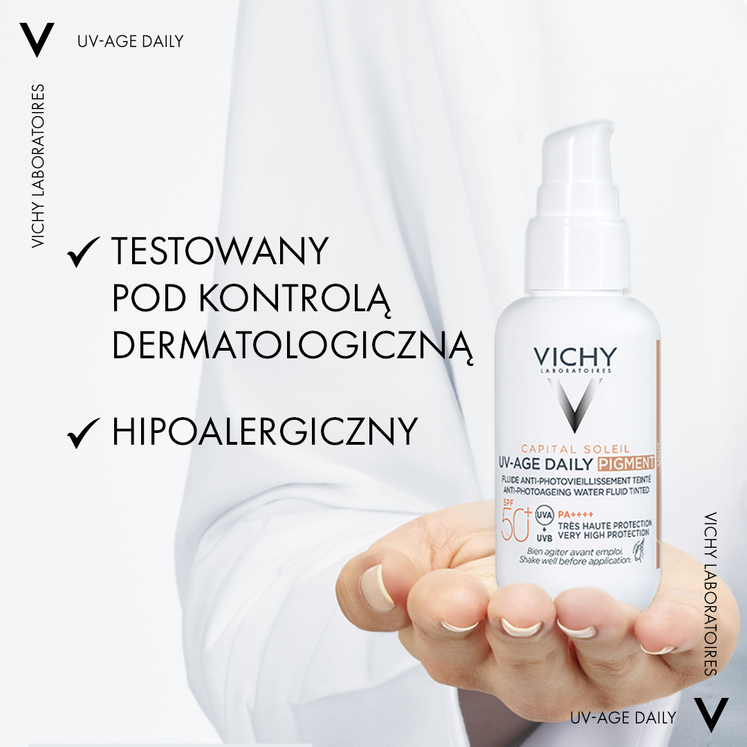 Vichy Capital Soleil Fluid UV-Age Daily Teinte Barwiący fluid przeciw fotostarzeniu się skóry SPF 50+, 40 ml