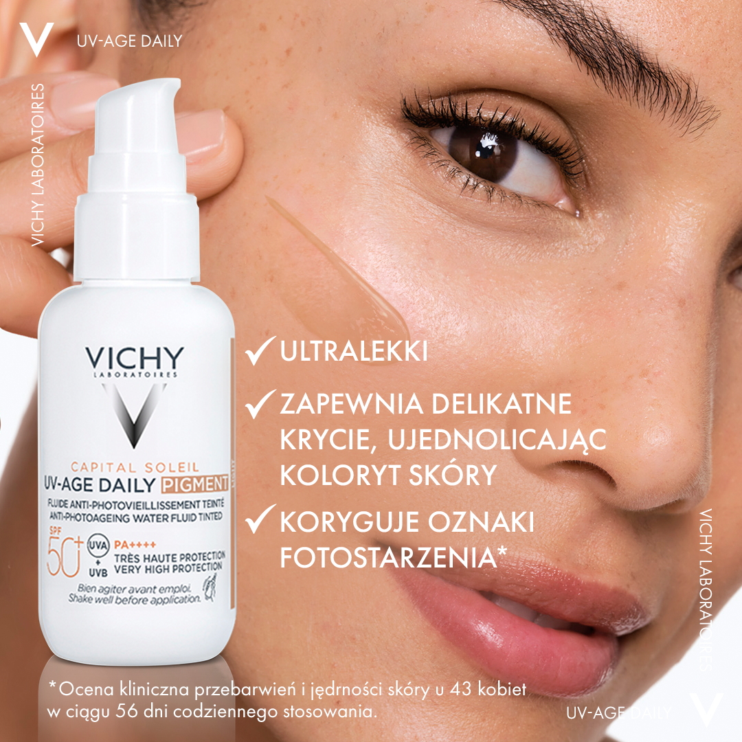 Vichy Capital Soleil Fluid UV-Age Daily Teinte Barwiący fluid przeciw fotostarzeniu się skóry SPF 50+, 40 ml