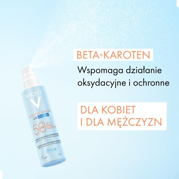 Vichy Capital Soleil UV-Aqua Ochronna mgiełka do twarzy i ciała SPF 50 Wysoka ochrona, 200 ml