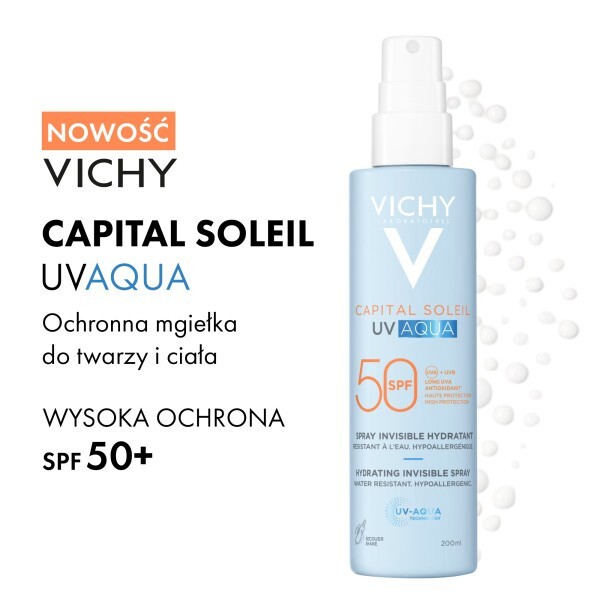 Vichy Capital Soleil UV-Aqua Ochronna mgiełka do twarzy i ciała SPF 50 Wysoka ochrona, 200 ml