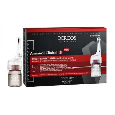 Vichy Dercos Aminexil Clinical 5 Kuracja przeciw wypadaniu włosów dla mężczyzn, 21 ampułek
