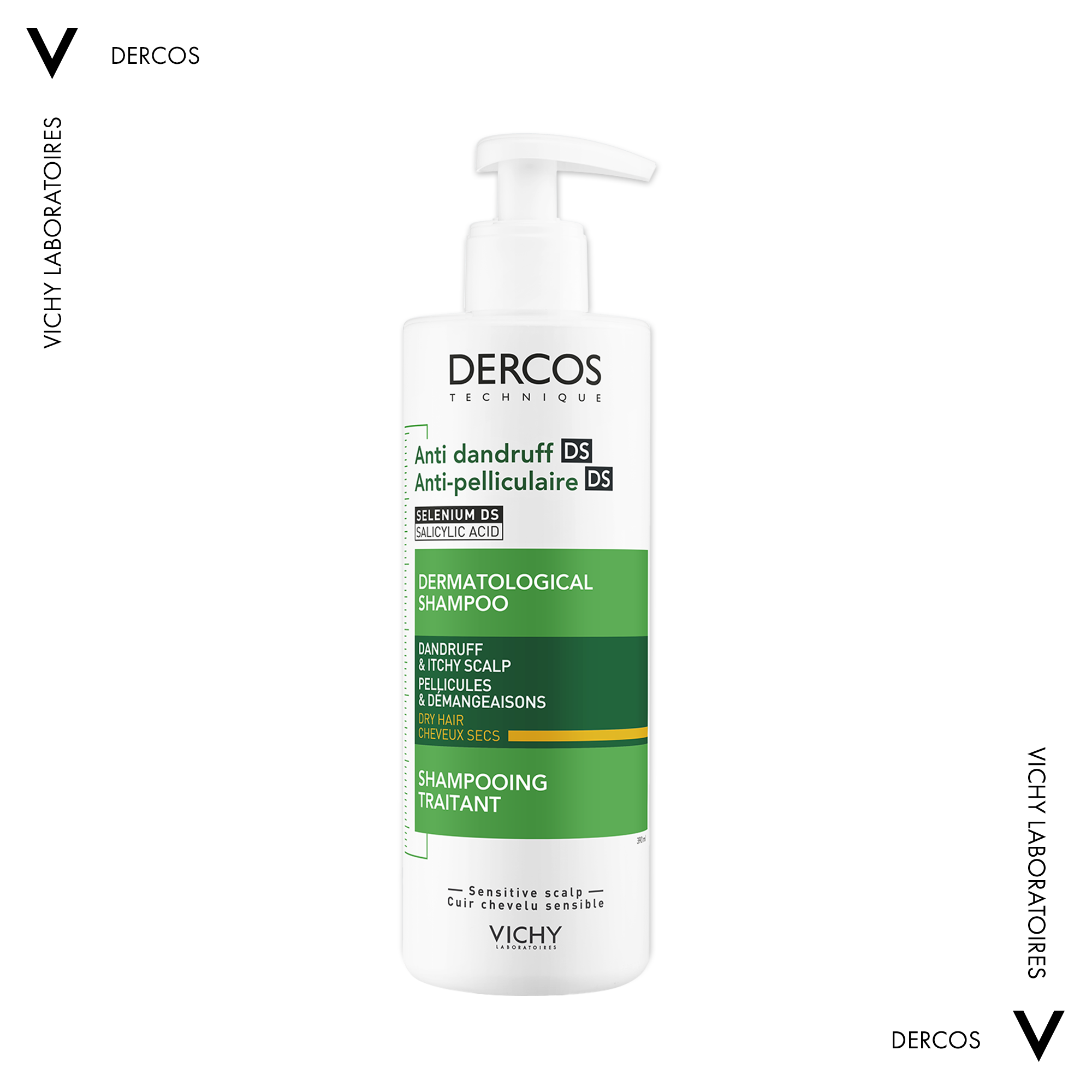 Vichy Dercos DS Szampon przeciwłupieżowy do włosów suchych, 390 ml
