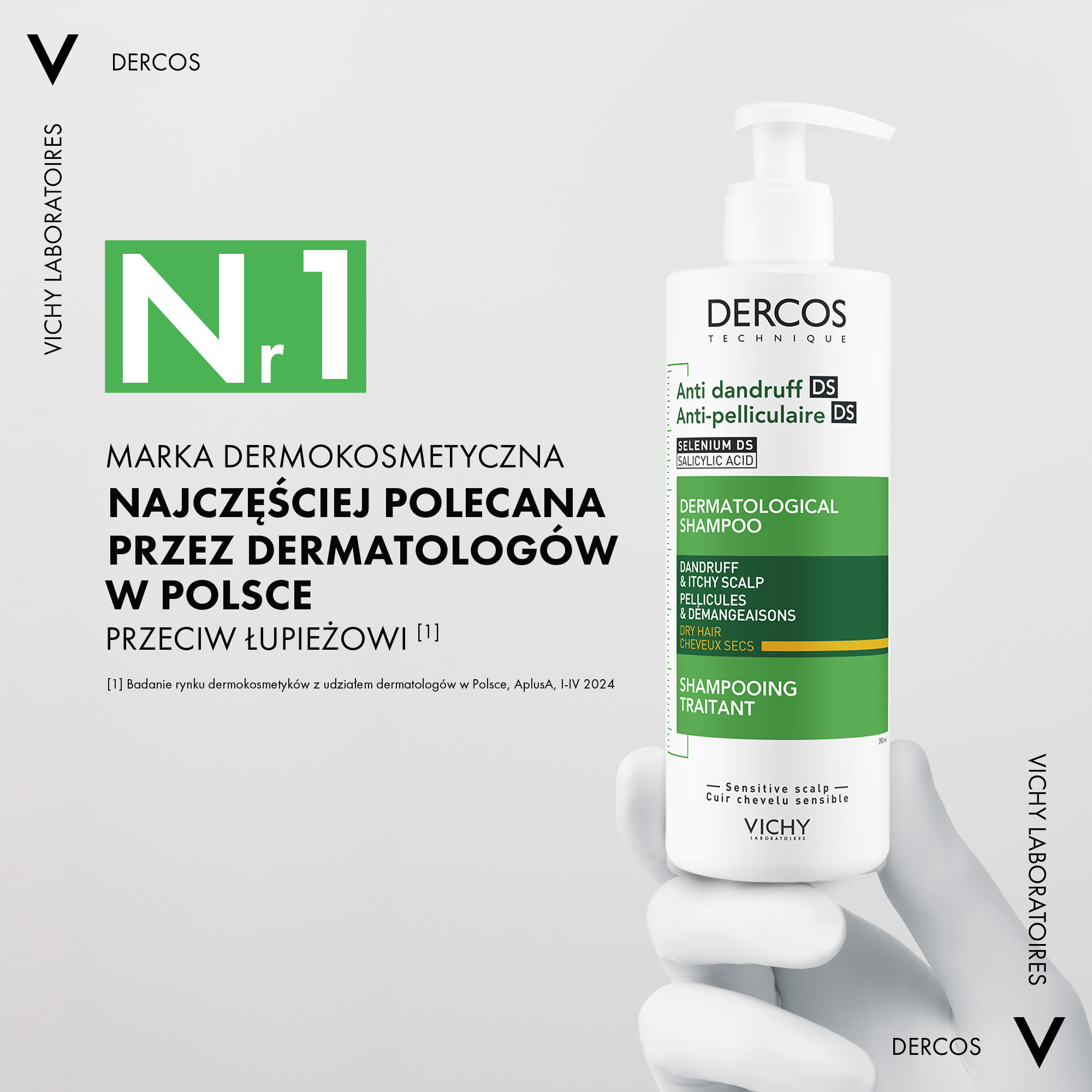 Vichy Dercos DS Szampon przeciwłupieżowy do włosów suchych, 390 ml