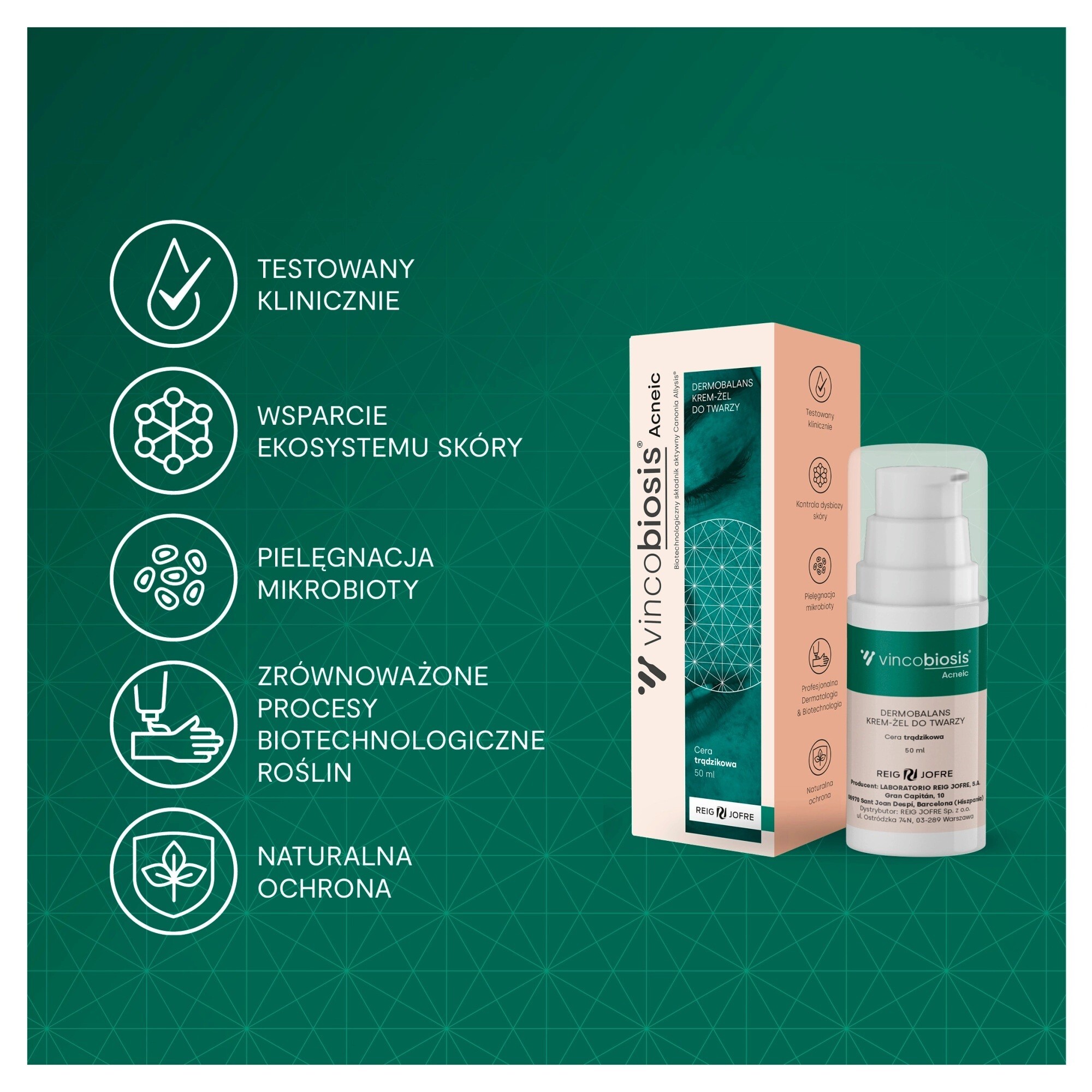 Vincobiosis Acneic Dermobalans Krem-żel do twarzy, 50 ml
