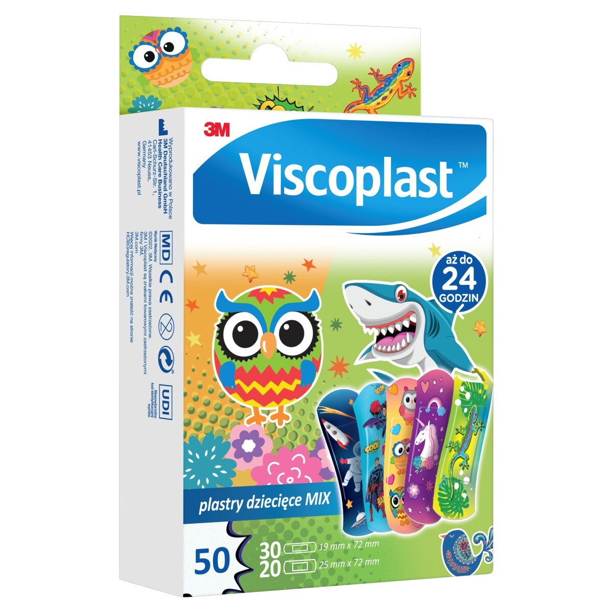 Viscoplast Mix Dekorowane Plastry dla dzieci 2 rozmiary, 50 sztuk