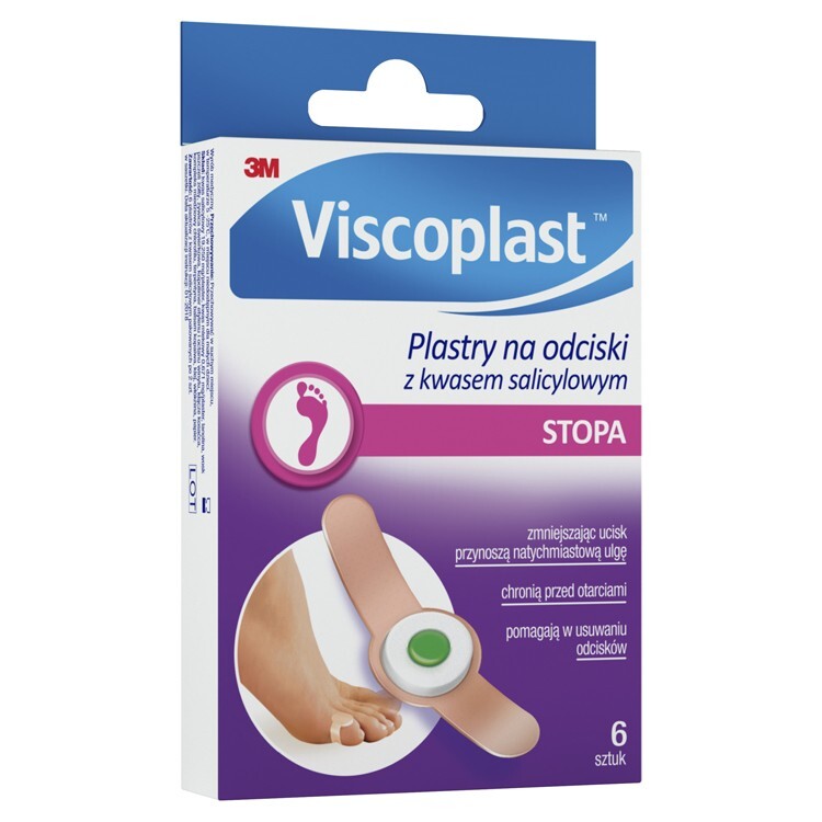 Viscoplast Plastry na odciski z kwasem salicylowym 70 mm x 12,5 mm, 6 sztuk