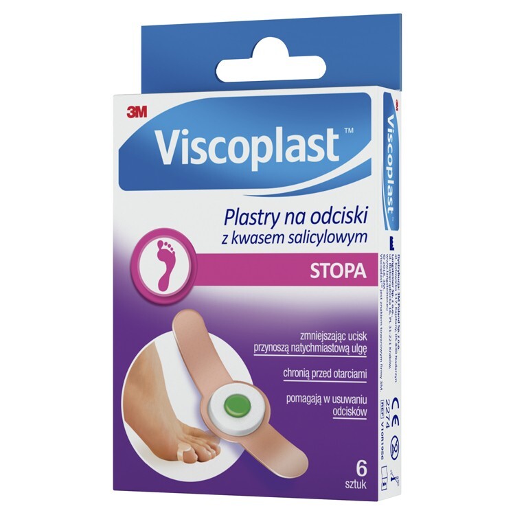 Viscoplast Plastry na odciski z kwasem salicylowym 70 mm x 12,5 mm, 6 sztuk
