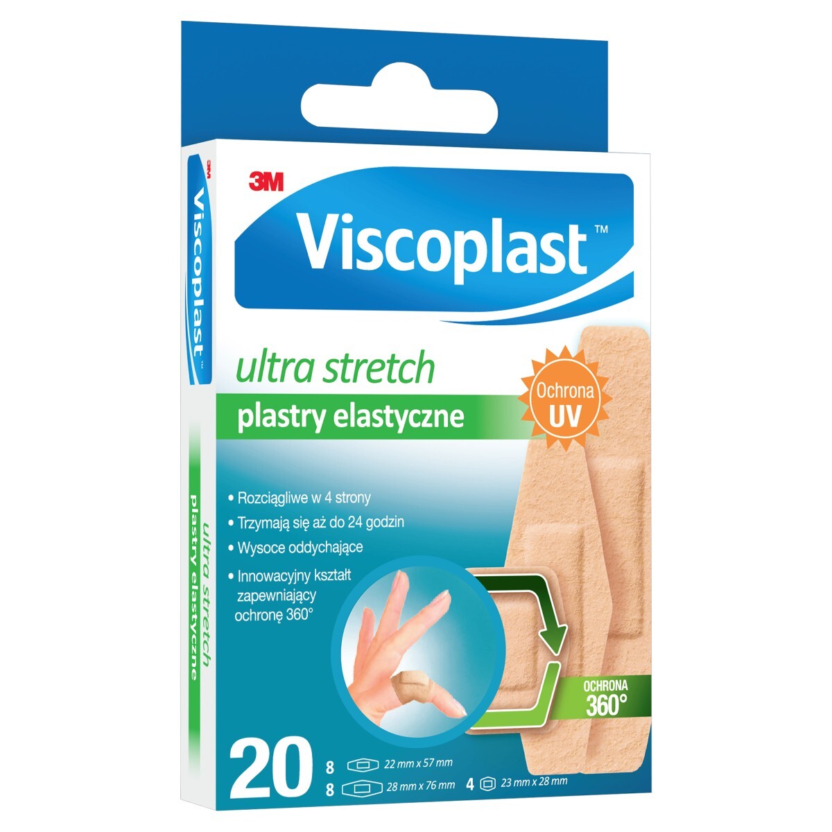 Viscoplast Ultra Stretch Zestaw Plastrów elastycznych 3 rozmiary, 20 sztuk