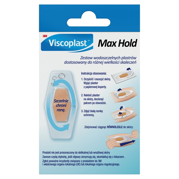 Viscoplast Zestaw Max Hold Plastry wodoszczelne 3 rozmiary, 12 sztuk