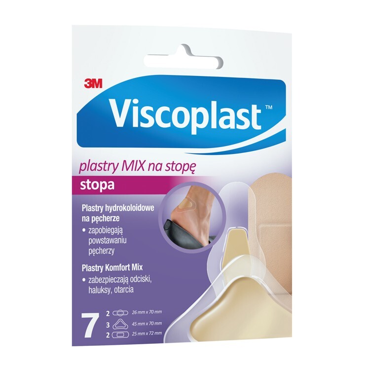 Viscoplast Zestaw Plastrów mix na stopę 3 rozmiary, 7 sztuk