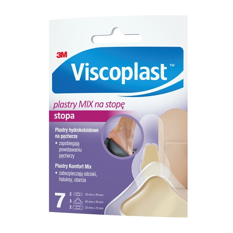 Viscoplast Zestaw Plastrów mix na stopę 3 rozmiary, 7 sztuk