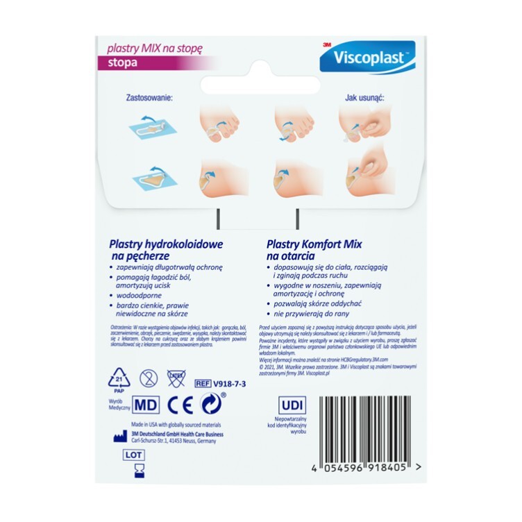 Viscoplast Zestaw Plastrów mix na stopę 3 rozmiary, 7 sztuk