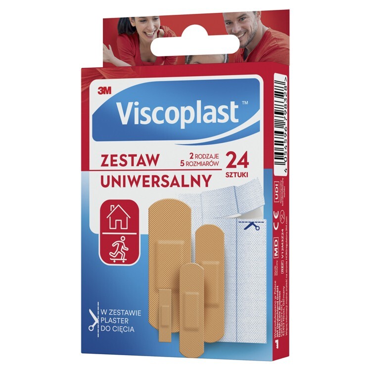 Viscoplast Zestaw Plastrów uniwersalny 5 rozmiarów, 24 sztuki