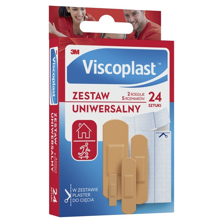 Viscoplast Zestaw Plastrów uniwersalny 5 rozmiarów, 24 sztuki